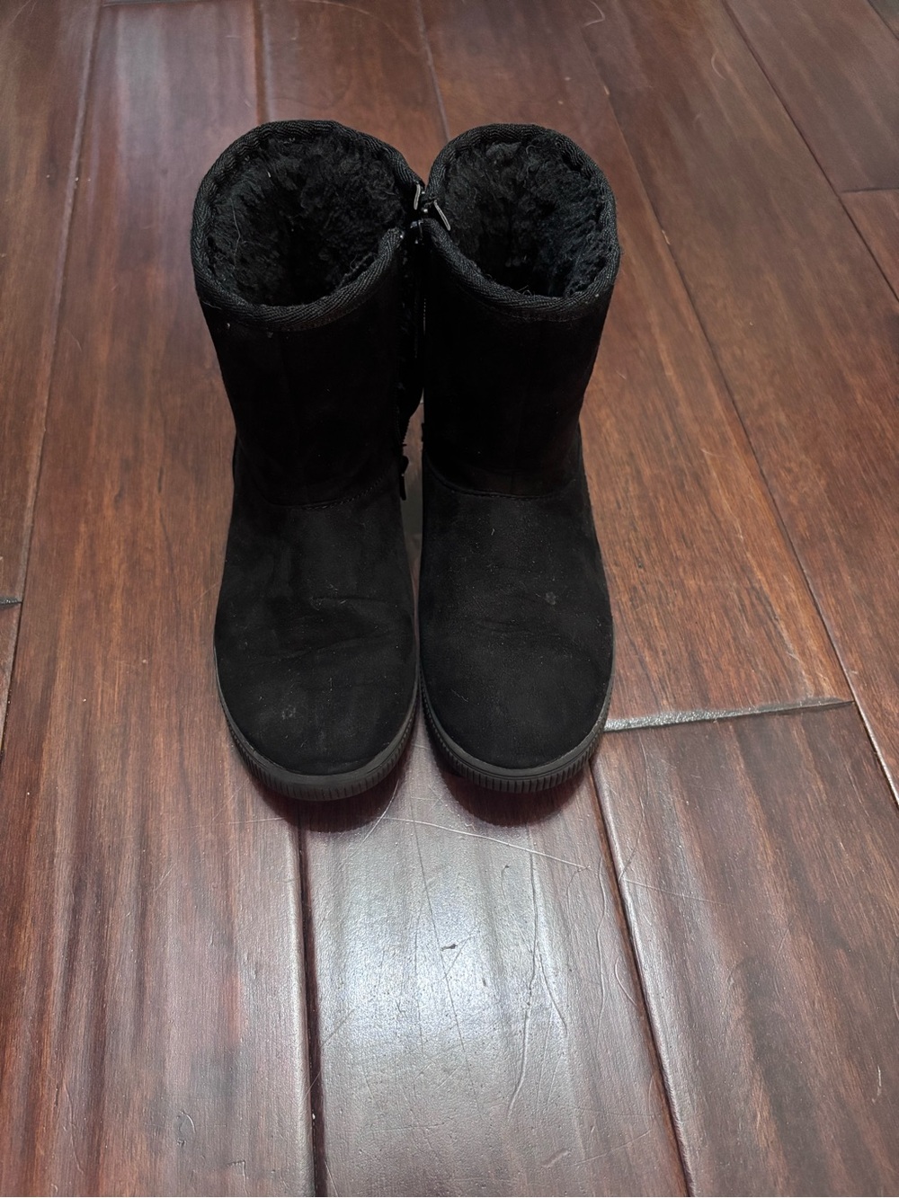 Cat & Jack Black Girls' Faux Suede Winter Boots